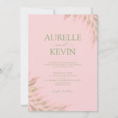 Pink Floral Elegant Summer Watercolor Wedding  招待状 (裏面)