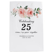 Pink Floral Elegant  Wedding  Medium Gift Bag ミディアムペーパーバッグ (正面)