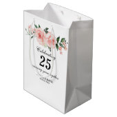 Pink Floral Elegant  Wedding  Medium Gift Bag ミディアムペーパーバッグ (裏面アングル)