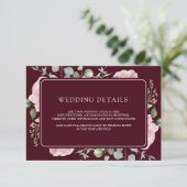 Pink Floral Eucalyptus Burgundy Wedding Details エンクロージャーカード (スタンド正面)