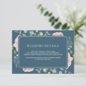 Pink Floral Eucalyptus Dusty Blue Wedding Details エンクロージャーカード (スタンド正面)