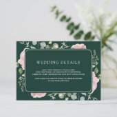 Pink Floral Eucalyptus Emerald Wedding Details エンクロージャーカード (スタンド正面)