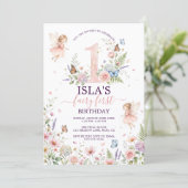 Pink Floral Fairy First Birthday Invitation 招待状 (スタンド正面)