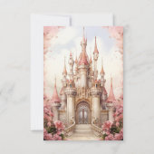 Pink Floral Fairytale Castle Wedding 出欠カード (裏面)