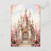 Pink Floral Fairytale Castle Wedding Details エンクロージャーカード (裏面)