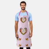 Pink Floral Faith-Inspired Kitchen Apron for Mom エプロン (着用した状態)