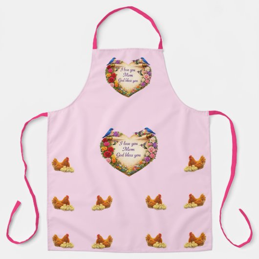 Pink Floral Faith-Inspired Kitchen Apron for Mom エプロン (正面)