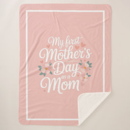  Pink Floral First Mother's Day  シェルパブランケット