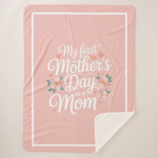  Pink Floral First Mother's Day  シェルパブランケット