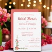 Pink Floral Flower Bridal Shower Invitation 招待状