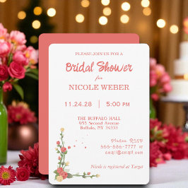 Pink Floral Flower Bridal Shower Invitation 招待状