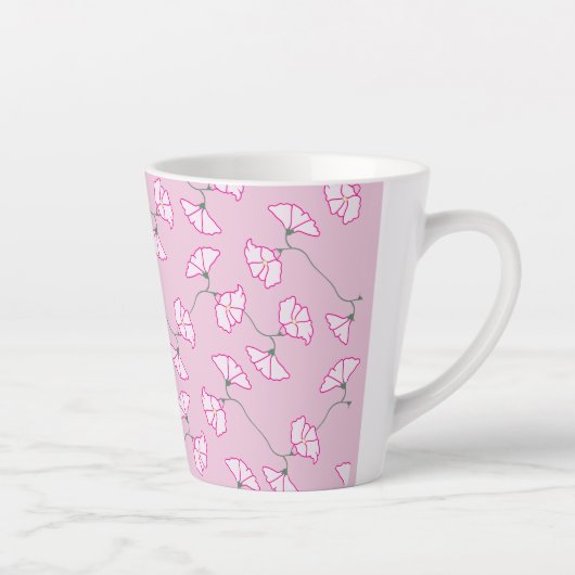 Pink Floral Flowers Cup カフェラテマグ (右)
