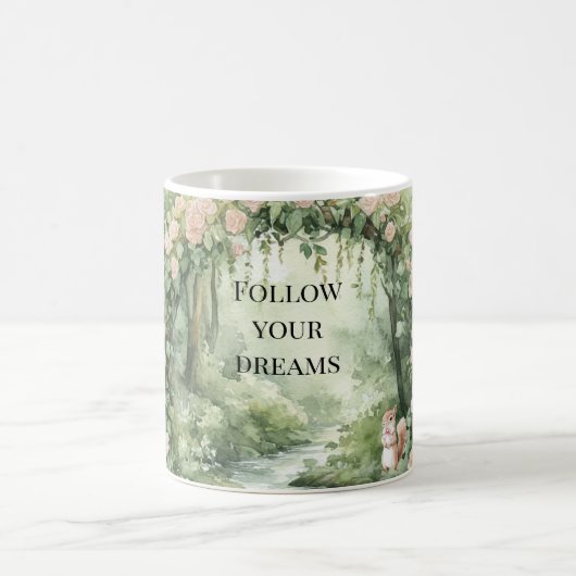 Pink Floral Forest Squirrel コーヒーマグカップ (中央)