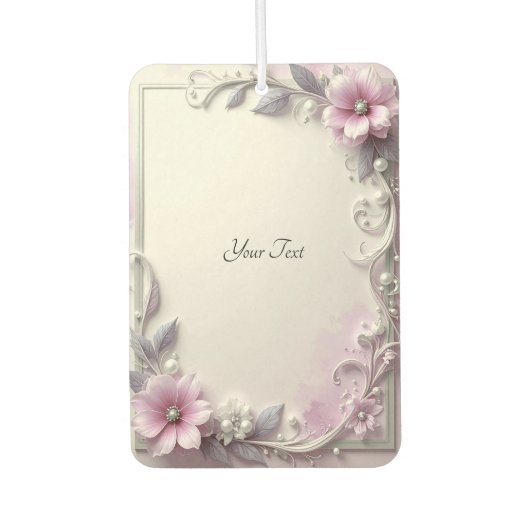 Pink Floral Frame Air Freshener カーエアーフレッシュナー (正面)
