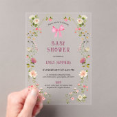 Pink Floral Frame Baby Shower Invitation アクリル招待状 (インサイチュ (ポータブル))