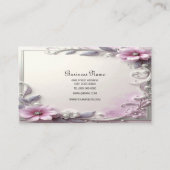Pink Floral Frame Business Card 名刺 (裏面)