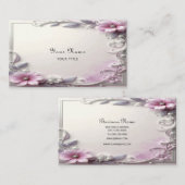 Pink Floral Frame Business Card 名刺 (正面/裏面)