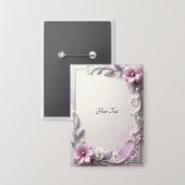 Pink Floral Frame Button 缶バッジ (正面/裏面)
