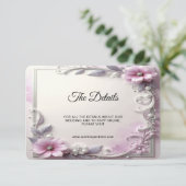 Pink Floral Frame Detail エンクロージャーカード (スタンド正面)