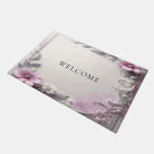 Pink Floral Frame Doormat ドアマット (アングル)