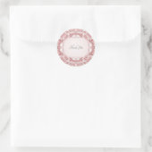 Pink Floral Frame Envelope Seal Sticker ラウンドシール (バッグ)