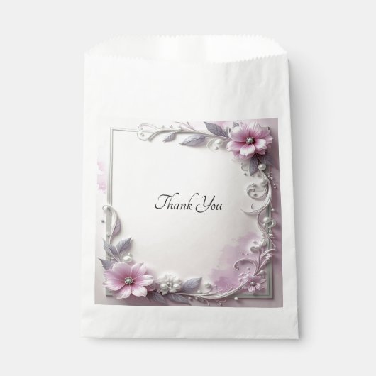 Pink Floral Frame Favor Bag フェイバーバッグ (正面)