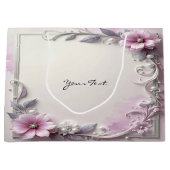 Pink Floral Frame Gift Bag ラージペーパーバッグ (正面)