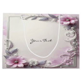 Pink Floral Frame Gift Bag ラージペーパーバッグ (裏面)