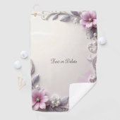 Pink Floral Frame Golf Towel ゴルフタオル (インサイチュ)