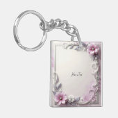 Pink Floral Frame Keychain キーホルダー (正面左)