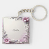 Pink Floral Frame Keychain キーホルダー (裏面)