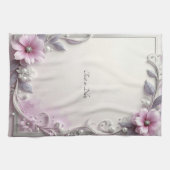 Pink Floral Frame Kitchen Towel キッチンタオル (横)