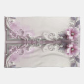 Pink Floral Frame Kitchen Towel キッチンタオル (横)