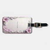 Pink Floral Frame Luggage Tag ラゲッジタグ (正面横)
