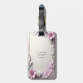 Pink Floral Frame Luggage Tag ラゲッジタグ (裏面縦)