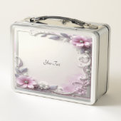 Pink Floral Frame Lunch box メタルランチボックス (裏面)