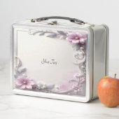 Pink Floral Frame Lunch box メタルランチボックス (インサイチュ)