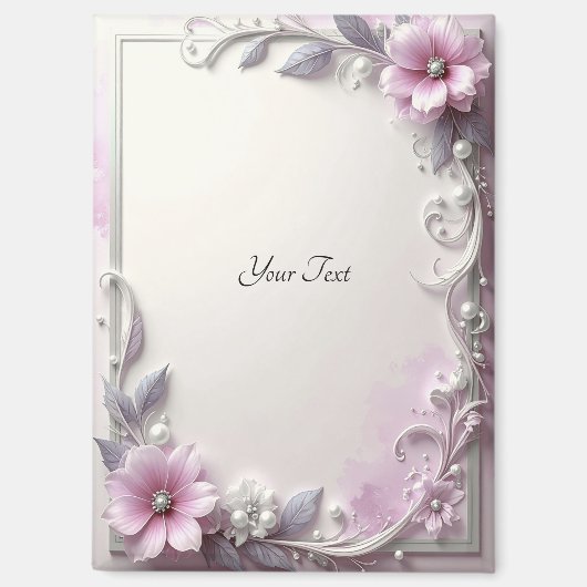 Pink Floral Frame Magnet マグネット (正面)