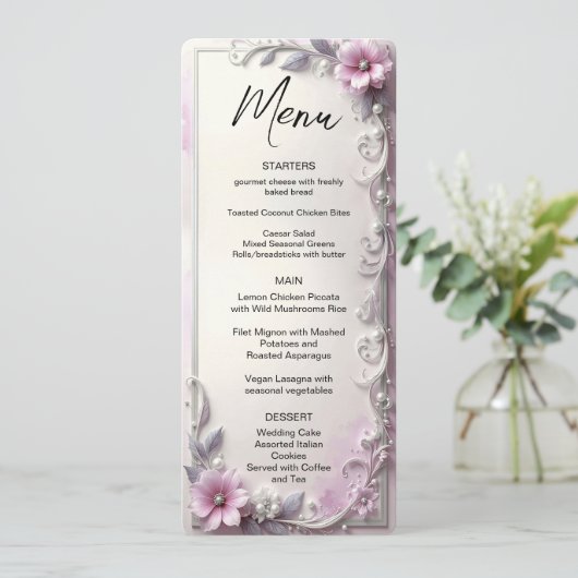 Pink Floral Frame Menu メニュー (スタンド正面)