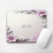 Pink Floral Frame Mousepad マウスパッド (マウス)