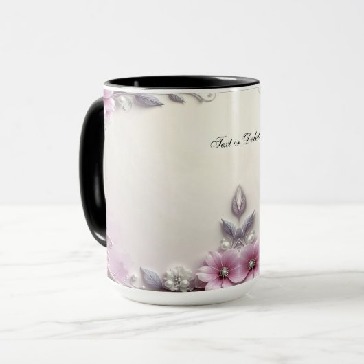 Pink Floral Frame Mug マグカップ (正面左)