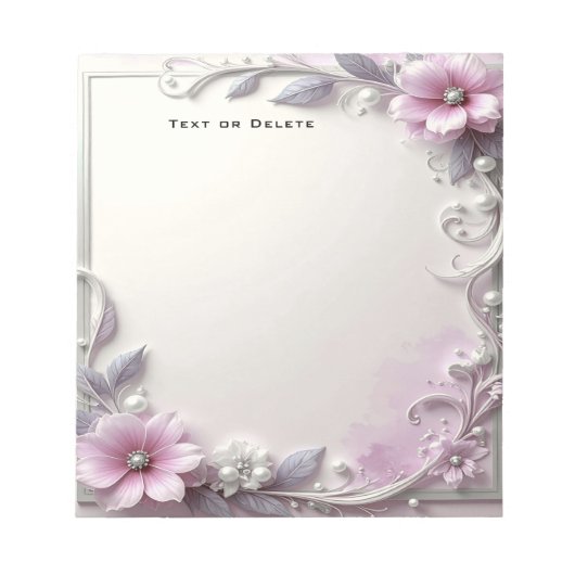 Pink Floral Frame Notepad ノートパッド (正面)