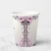 Pink Floral Frame Paper Cups 紙コップ (裏面)