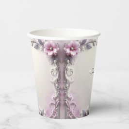 Pink Floral Frame Paper Cups 紙コップ
