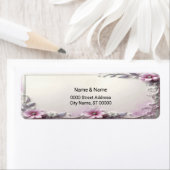 Pink Floral Frame Return Address Label ラベル (インサイチュ)
