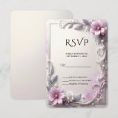 Pink Floral Frame RSVP Card (正面/裏面)