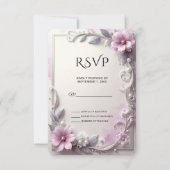 Pink Floral Frame RSVP Card (正面)