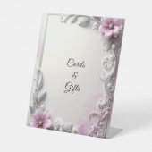 Pink Floral Frame Tabletop Signs 台座サイン (正面)