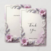 Pink Floral Frame Thank You Card サンキューカード (正面/裏面)
