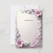 Pink Floral Frame Thank You Card サンキューカード (裏面)